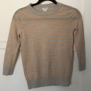Club Monaco Striped Grey 3/4 Sleeve Wool Sweater
